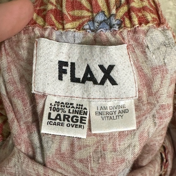 Flax 100% Linen Midi Skirt Floral Size Large - Picture 4 of 4